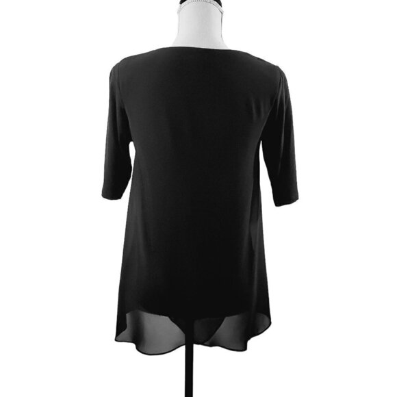 Ann Taylor Women’s Black Slip Lined Short Sleeve Split Back Blouse - Size Small - Picture 10 of 14